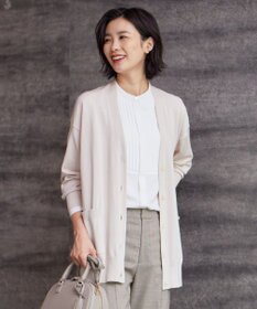 J.PRESS LADIES L 【洗える】シルキーレーヨンストレッチ Vネック カーディガン