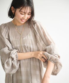 #Newans シアーチェックボリュームワンピース