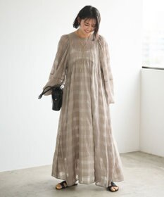 #Newans シアーチェックボリュームワンピース