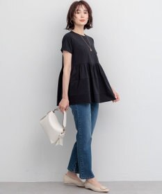 組曲 【WEB限定】プレーティング天竺ビスチェ風ティアード Tシャツ