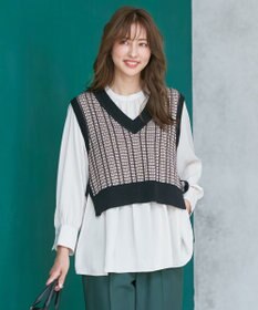 ANY SIS 【2SET】ニットベスト×チュニック ブラウス