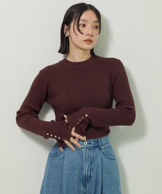 Green Parks もちやわ袖口釦リブニットプルオーバー