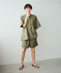 #Newans 【洗える/セットアップ可能】ハシゴレースビブデザインシャツ