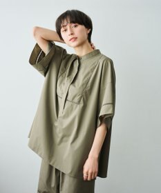 #Newans 【洗える/セットアップ可能】ハシゴレースビブデザインシャツ