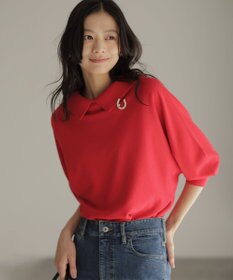 組曲 【加藤ローサさん着用・新色追加・前後着用可】スムースストレッチロールネック ニット レッド系