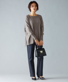 自由区 【洗える】ソフトウールハイゲージポンチョ風 ニット