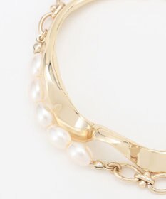 組曲 【2SET】メタルバングル パールセットブレスレット