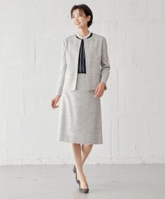 J.PRESS LADIES ライトツイードストレッチ ノーカラー ジャケット