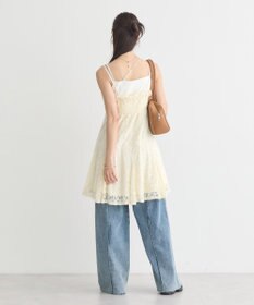 earth music&ecology フロントギャザー起毛レースミニワンピース