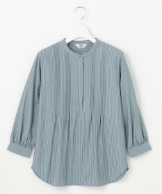 J.PRESS LADIES L ストライプジャージー ピンタック カットソー