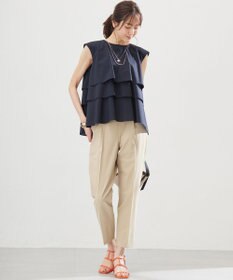 組曲 【WEB限定】コットンレーヨンシャーティングノースリーブ ブラウス