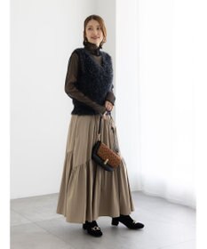 Te chichi マットタフタバイヤスティアードスカート