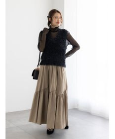 Te chichi マットタフタバイヤスティアードスカート