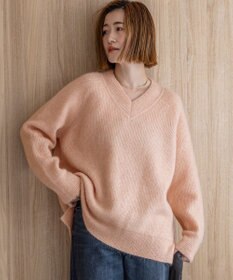 23区 モヘヤミックススパングル Vネック ニット ピンク系