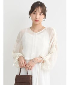 earth music&ecology キラキラシアーギャザーシャツ