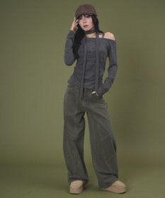 WEGO チョーカー付きボーダーロゴトップ