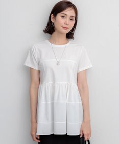 組曲 【WEB限定】プレーティング天竺ビスチェ風ティアード Tシャツ