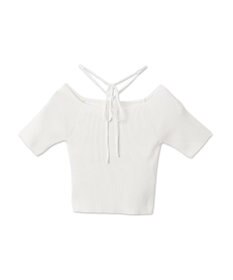 WEGO チョーカーリボン付きオフショルニット