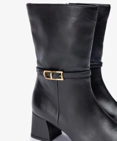 BONTRE 【UNISA/ウニサ】トリム付きスクエアトゥアンクルブーツ/LUNES-UA