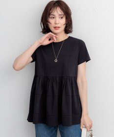 組曲 【WEB限定】プレーティング天竺ビスチェ風ティアード Tシャツ