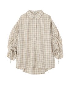 earth music&ecology シャーリングスリーブチェックシャツ