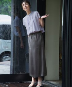 23区 【撥水加工/洗える】スムースサテン Iライン スカート