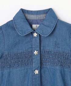 組曲 KIDS 【110-140㎝】 フラワーボタンデニムワンピース