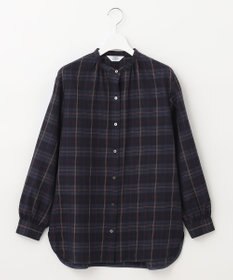 J.PRESS LADIES S 【洗える】クリアチェック バンドカラー ブラウス