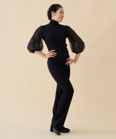 Chacott 【ノーソーイングニット】チュールスリーブハイネックトップ