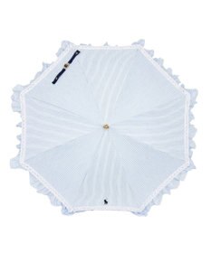 MOONBAT 【遮光/晴雨兼用】POLO RALPH LAUREN （ポロラルフローレン） 長傘 晴雨兼用日傘 ストライプフリル 遮光 遮熱 UV