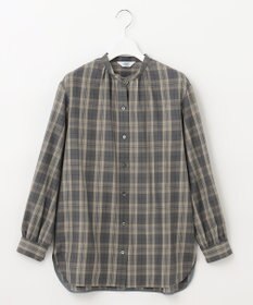 J.PRESS LADIES S 【洗える】クリアチェック バンドカラー ブラウス