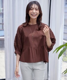 Tiaclasse 【洗える】コットンエンブロイダリーブラウス