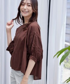 Tiaclasse 【洗える】コットンエンブロイダリーブラウス