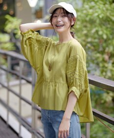 Tiaclasse 【洗える】コットンエンブロイダリーブラウス