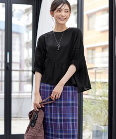 Tiaclasse 【洗える】コットンエンブロイダリーブラウス