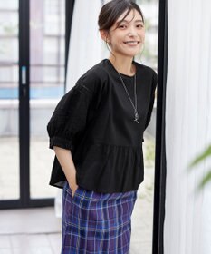 Tiaclasse 【洗える】コットンエンブロイダリーブラウス