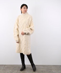 LENO ARAN ONEPIECE　アラン柄ニットワンピース