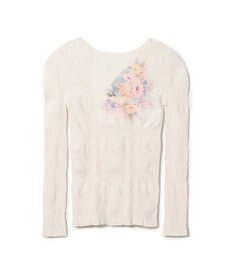 Chacott 【ノーソーイングニット】フラワーブーケプリントニットトップ