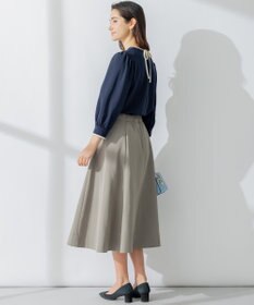 組曲 【洗える】バイカラージョーゼットバックリボン ブラウス