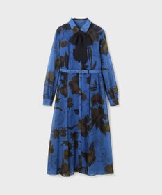 GRACE CONTINENTAL リボン付ロゴフラワープリントワンピース