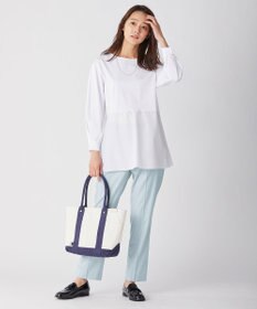 J.PRESS LADIES 【洗える】ポリエステルレーヨンマイクロギャバストレッチ テーパード パンツ