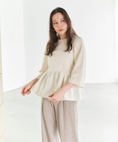 #Newans 【洗濯機可】ジャガ―ドドットペプラムブラウス