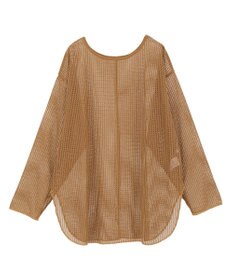 Green Parks メッシュ長袖ゆるカットプルオーバー