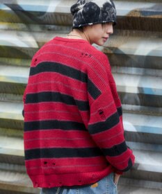 WEGO 【ユニセックス着用ITEM】アゼアミボーダーニットプルオーバー