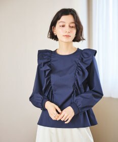 #Newans 【洗濯機可能/シワになりにくい】〈小柄さんにお勧め〉バーティカルフリルブラウス