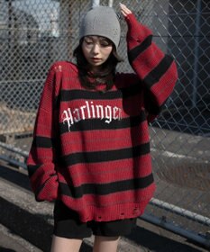 WEGO 【ユニセックス着用ITEM】アゼアミボーダーニットプルオーバー