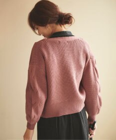 Feroux 【洗える】サイドケーブルバルキー カーディガン