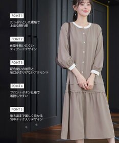 Tiaclasse L ピンタックギャザークレリックシャツワンピース