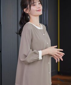 Tiaclasse L ピンタックギャザークレリックシャツワンピース