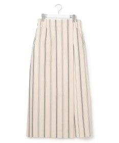 23区 S 【洗える】コットンリネンストライプ Iライン スカート